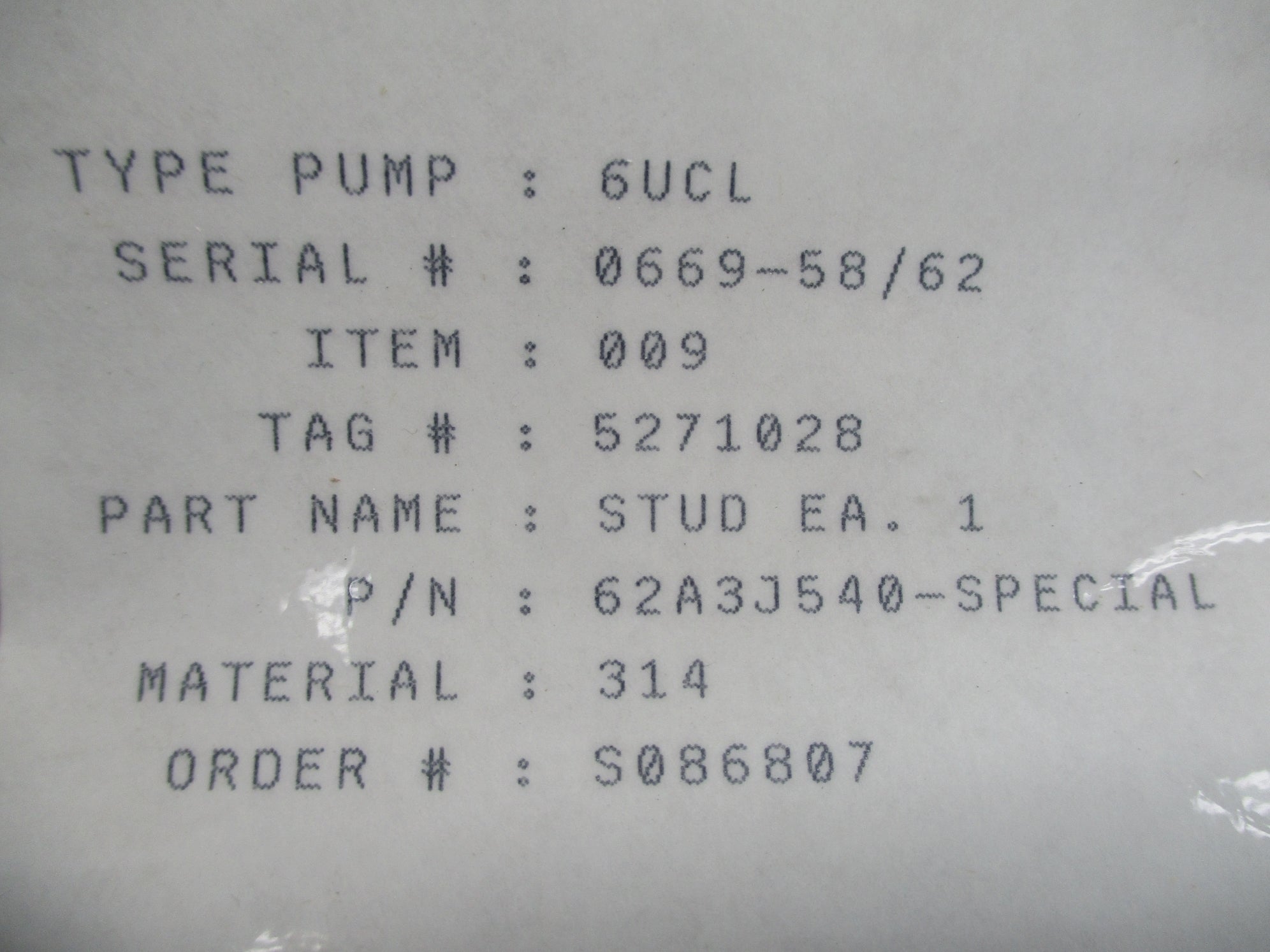 SPARE PART 62A3J540 NSFS