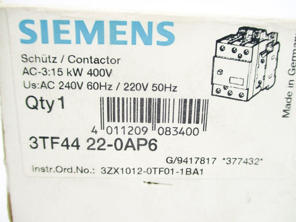SIEMENS 3TF4422-0AP6 240VAC NSMP