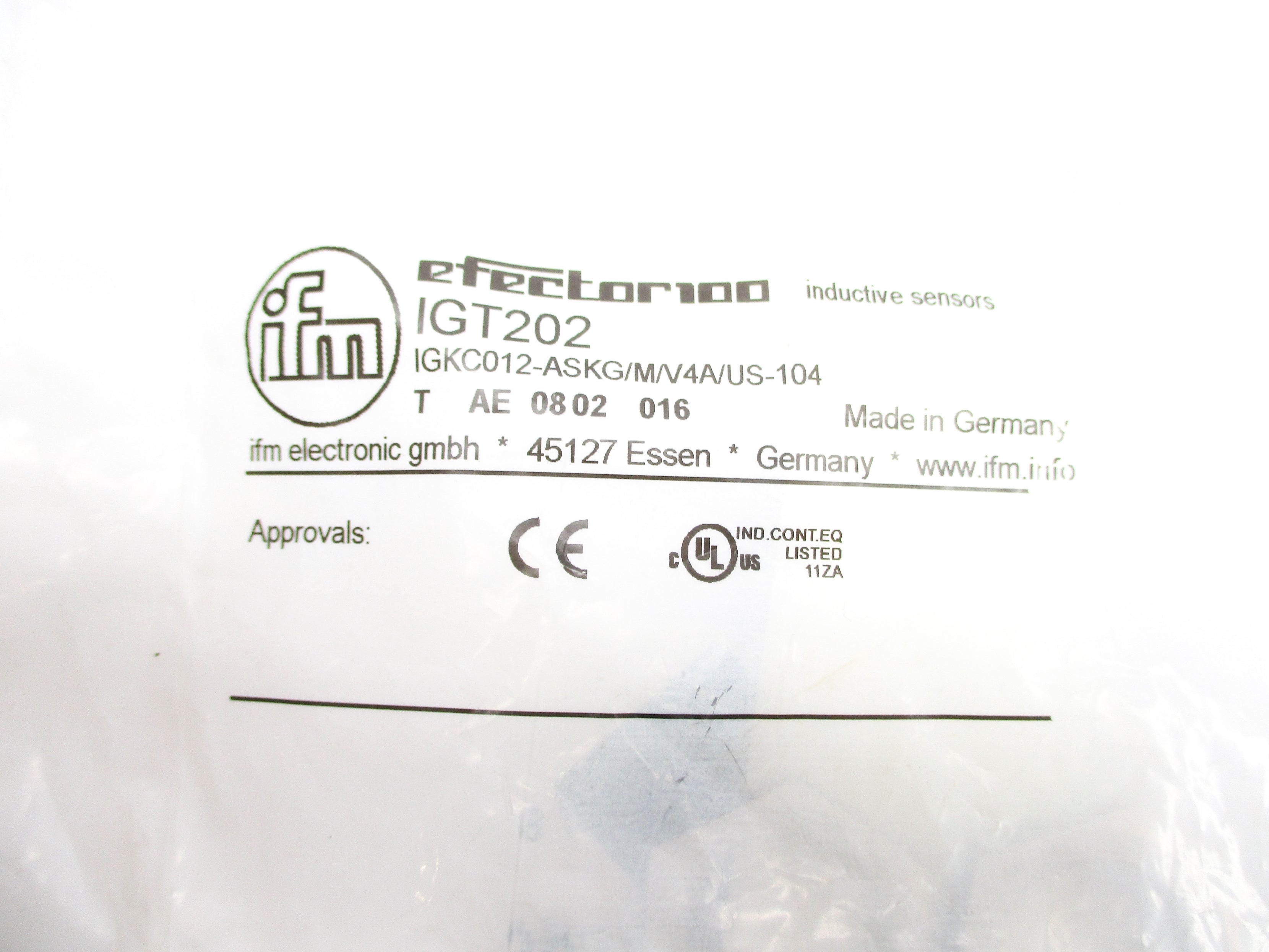 IFM EFECTOR IGT202 IGKC012-ASKG/M/V4A/US-104 NSMP