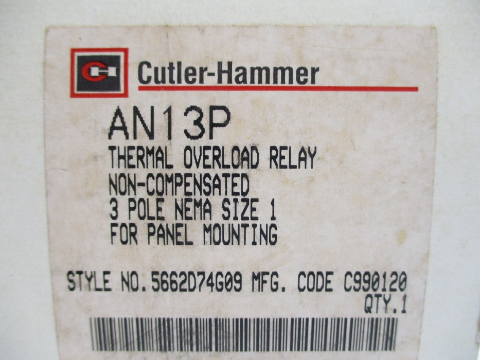 CUTLER HAMMER 5662D74G09 AN13P 600VAC NSMP