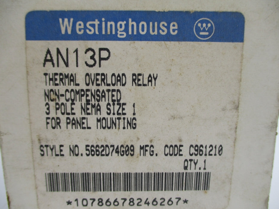 WESTINGHOUSE 5662D74G09 AN13P 600VAC NSMP