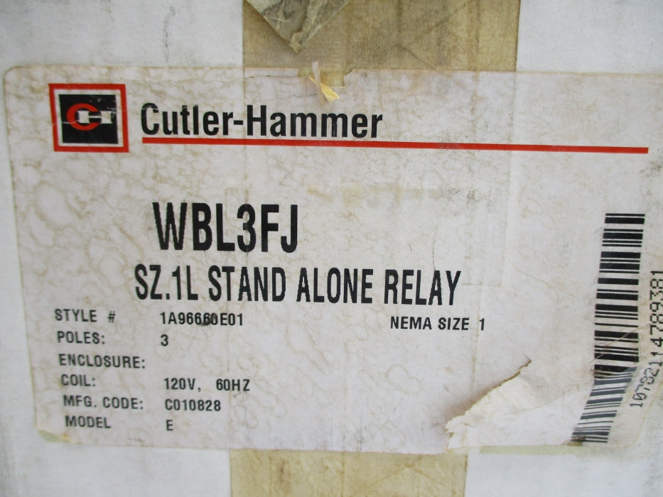 CUTLER HAMMER WBL3FJ 1A96660E01 120V NSMP