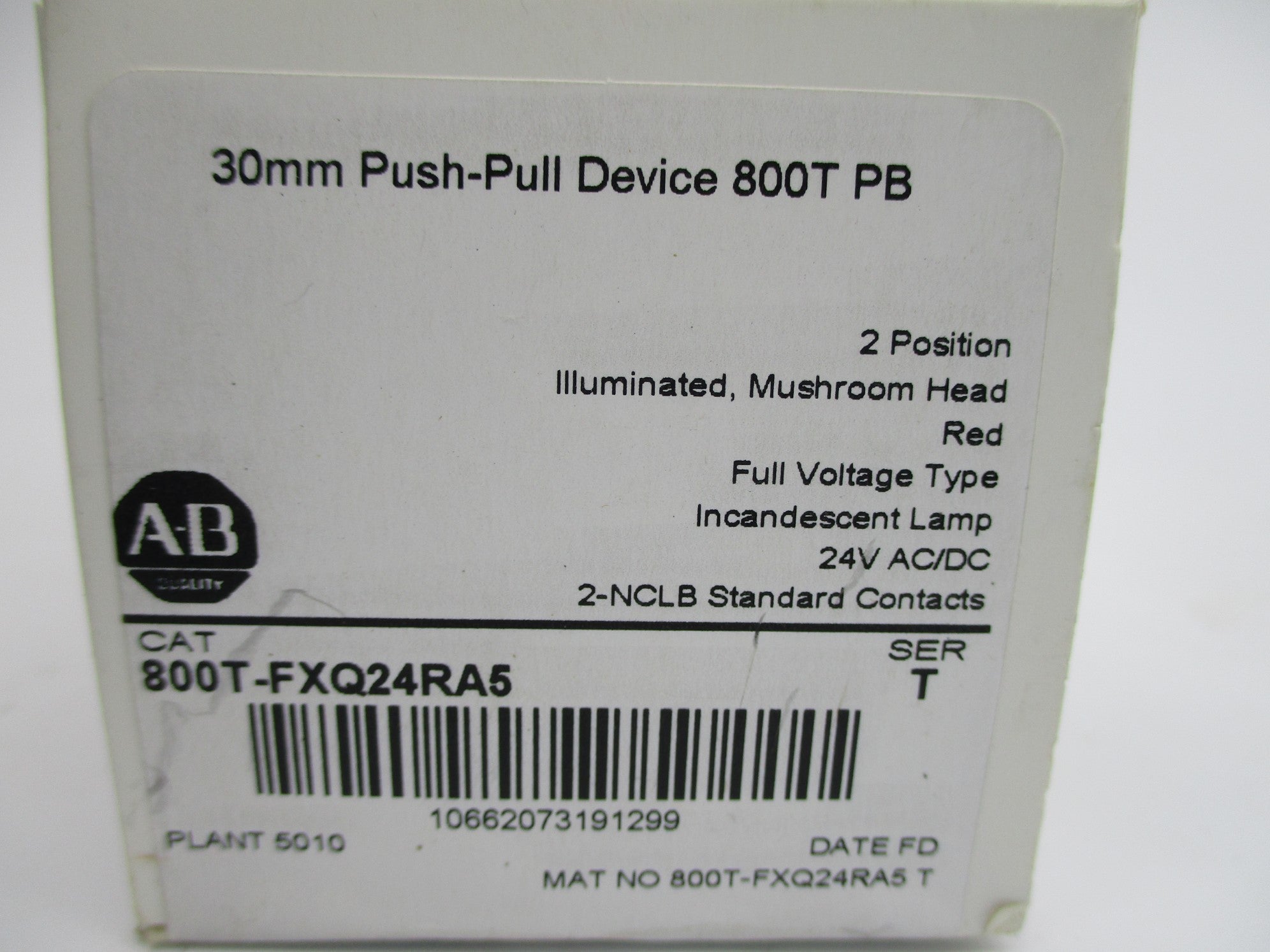 ALLEN BRADLEY 800T-FXQ24RA5 SER. T 24V (WH) NSMP