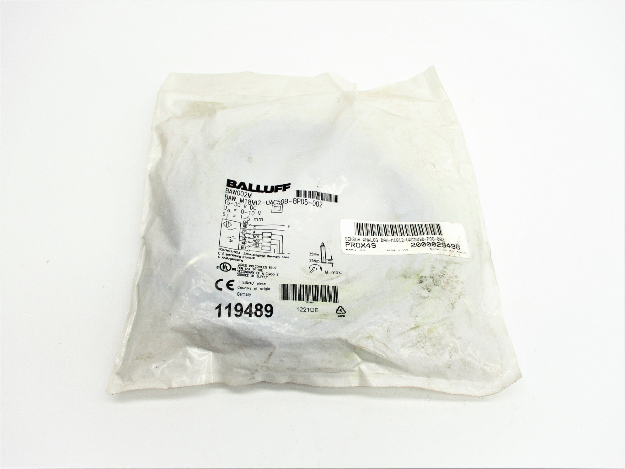 BALLUFF BAWM18MI2-UAC50B-BP05-002 BAW002M NSMP