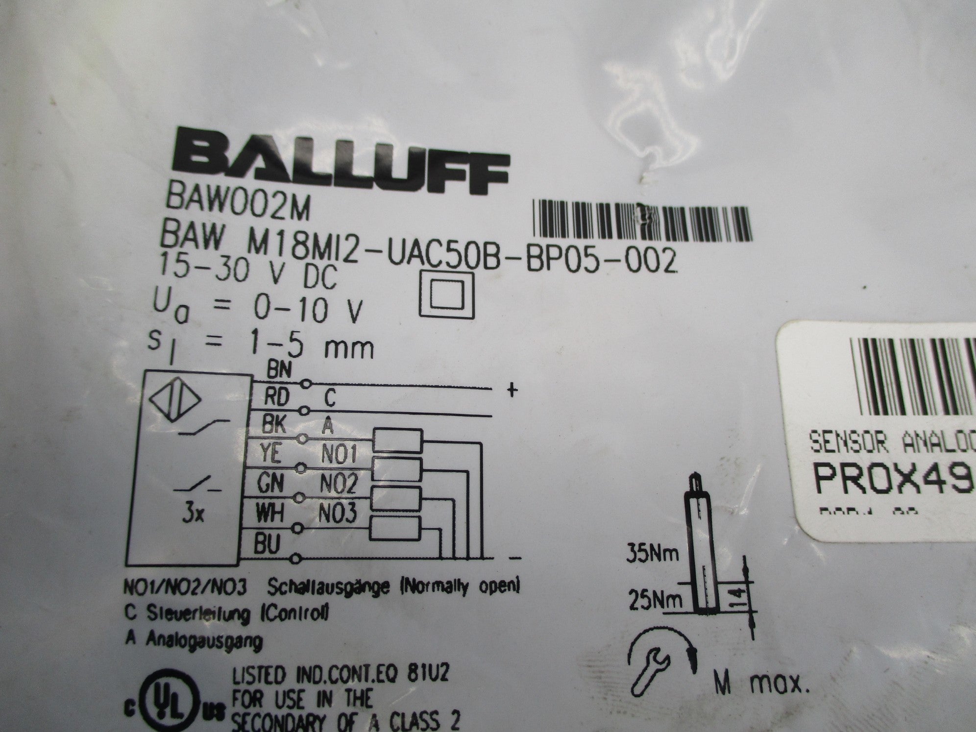 BALLUFF BAWM18MI2-UAC50B-BP05-002 BAW002M NSMP