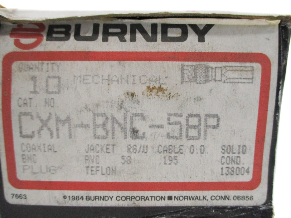 BURNDY CXM-BNC-58P (PKG OF 10) NSMP