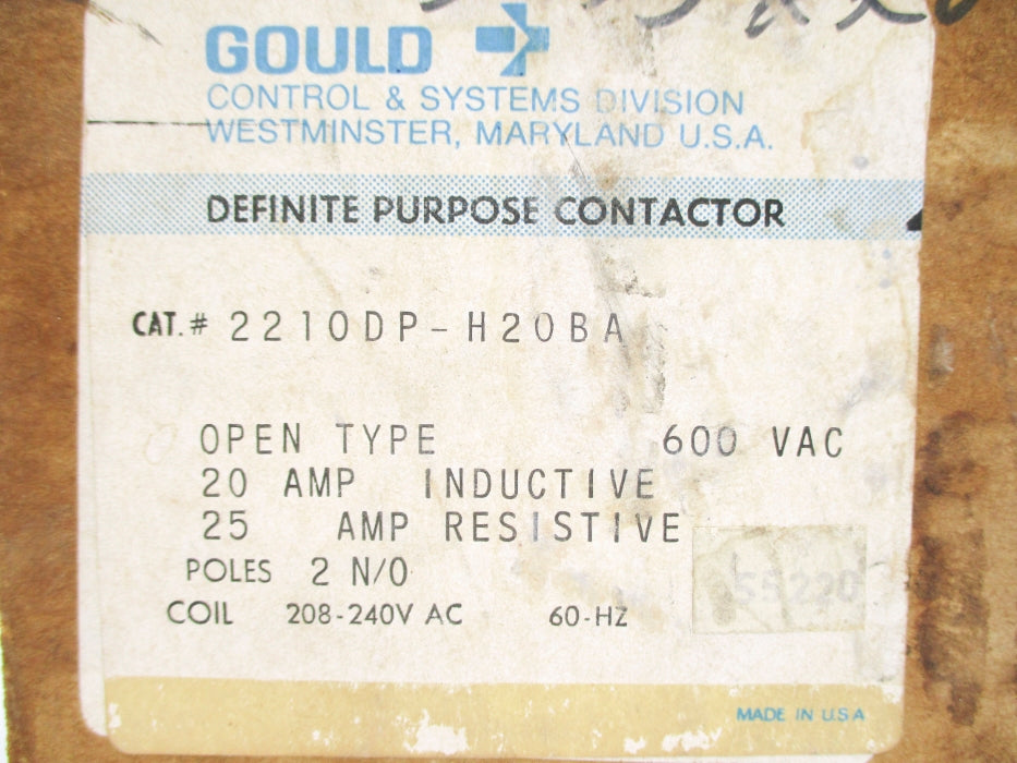 GOULD 2210DP-H20BA 208/240VAC NSMP