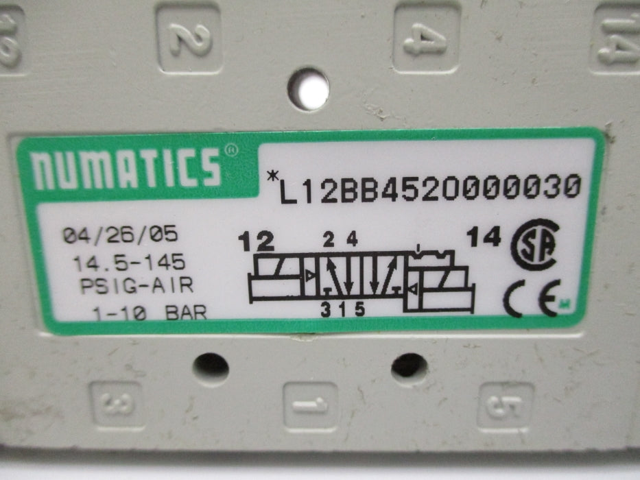 NUMATICS L12BB452O000030 100-120V 14.5-145PSI UNMP