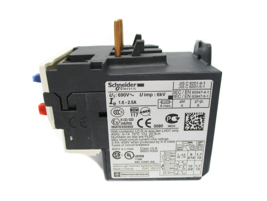 SCHNEIDER ELECTRIC LRD07 600VAC 1.6-2.5A NSNP
