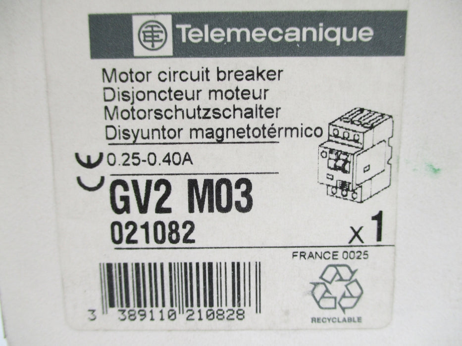 TELEMECANIQUE GV2M03 0.25-0.40A NSMP