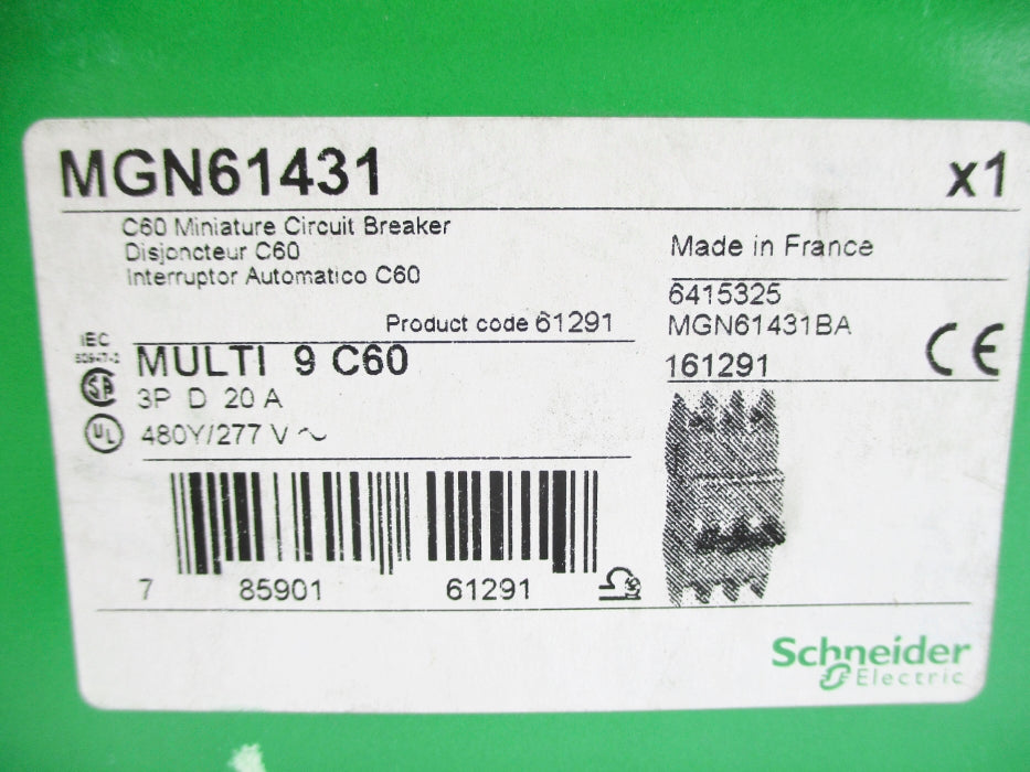 SCHNEIDER ELECTRIC MGN61431 20A 277V NSMP