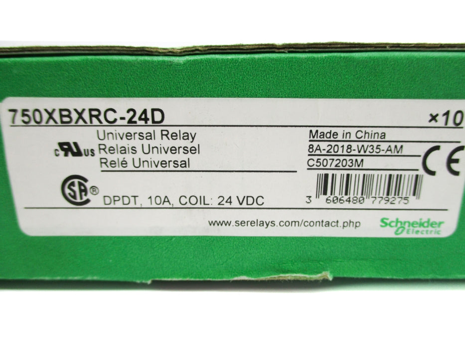 SCHNEIDER ELECTRIC 750XBXRC-24D 10A 24VDC (PKG OF 10) NSMP