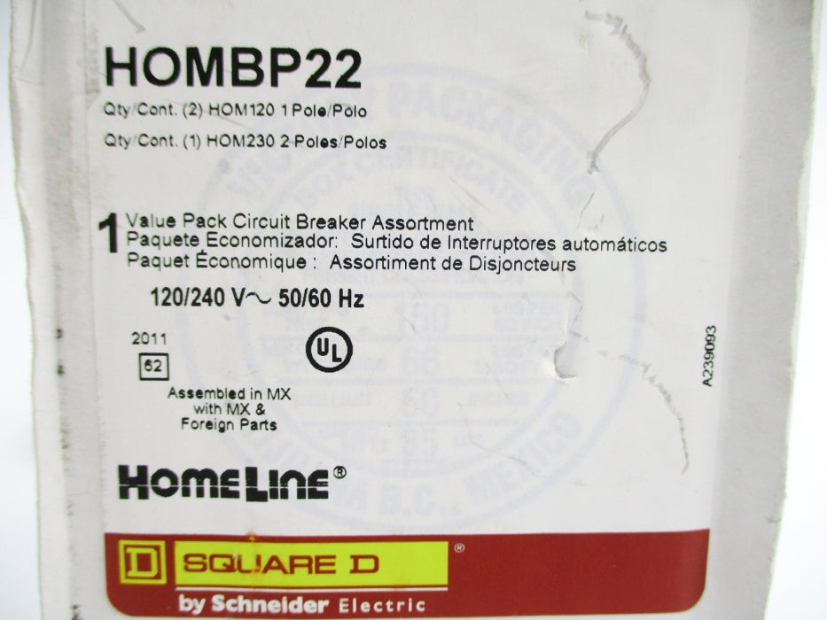 SQUARE D HOMBP22 120/240V HOM120-2 HOM230-1 NSMP