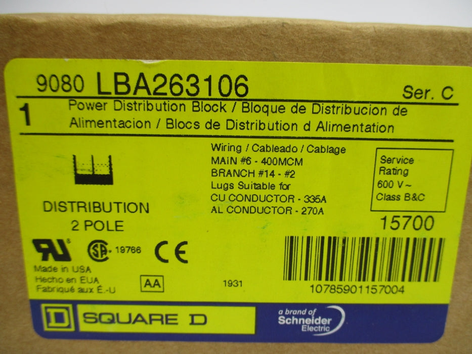 SQUARE D 9080LBA263106 SER. C NSMP
