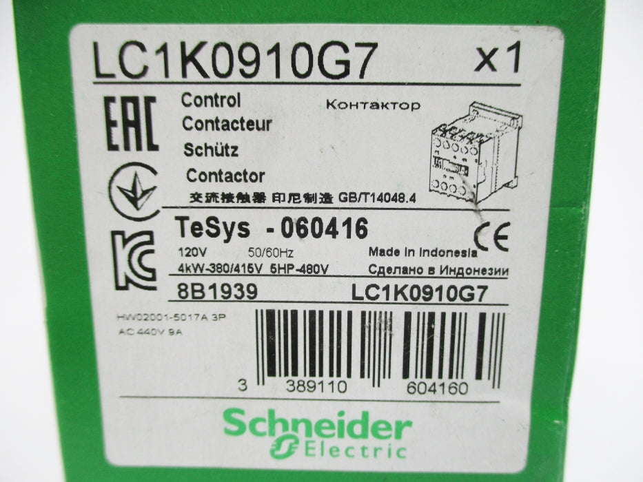 SCHNEIDER ELECTRIC LC1K0910G7 120V NSMP