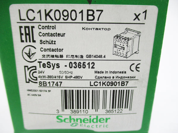 SCHNEIDER ELECTRIC LC1K0901B7 24VDC NSMP