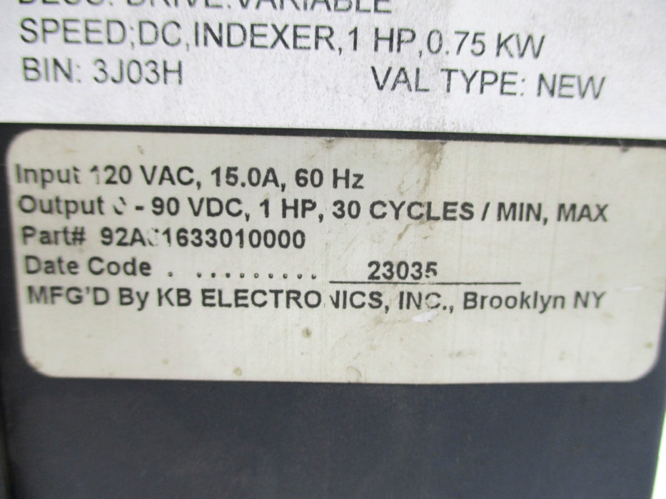 KB ELECTRONICS 92A61633010000 90VDC UNMP