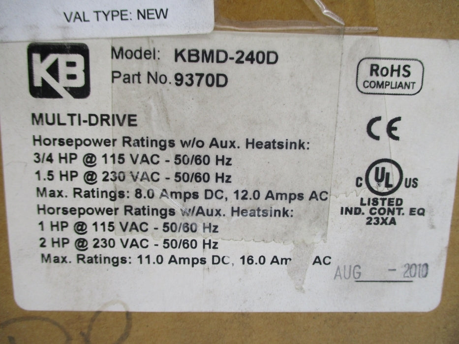 KB ELECTRONICS KBMD-240D 9370D 115/230VAC 12.0A NSMP