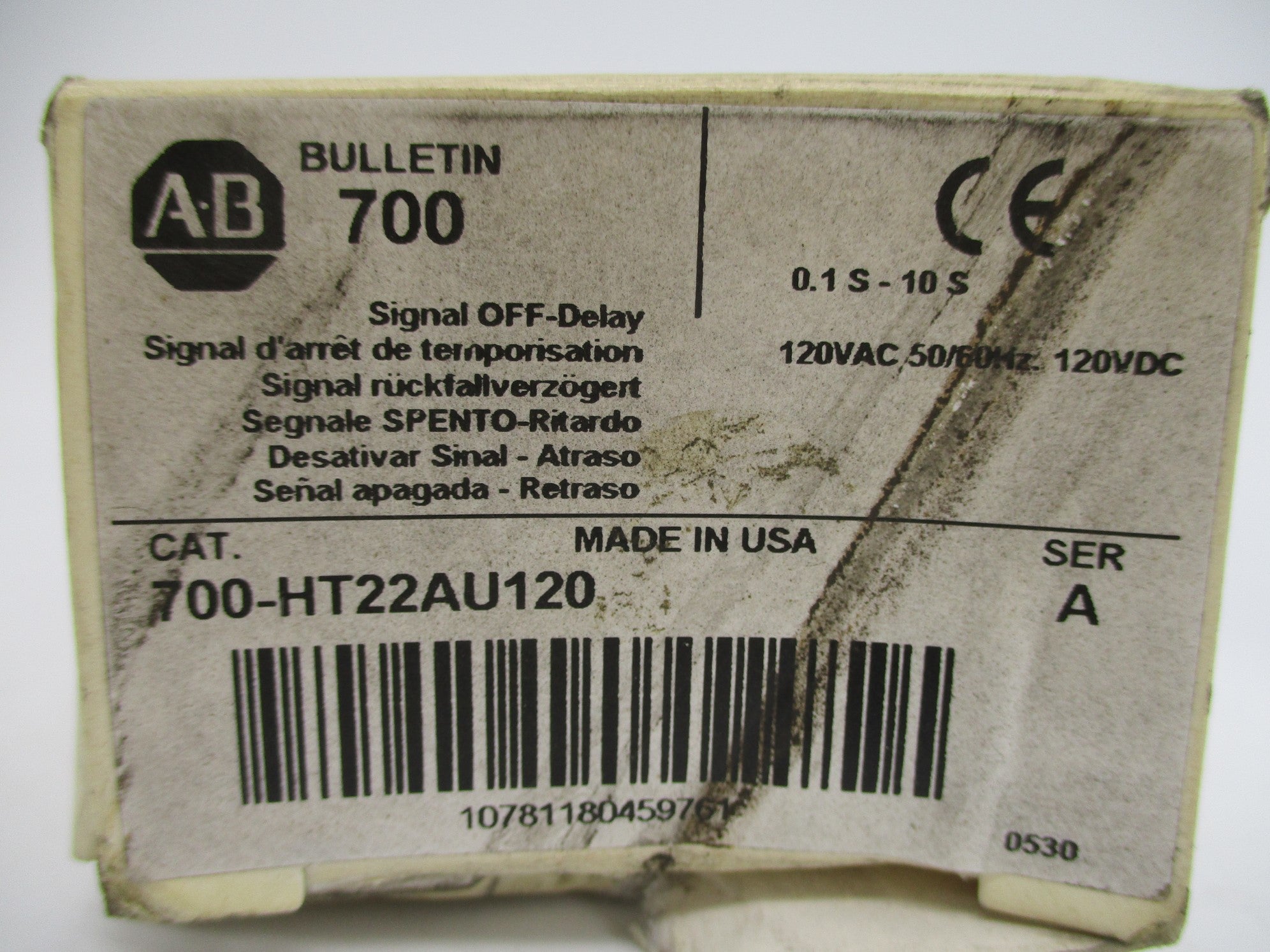 ALLEN BRADLEY 700-HT22AU120 SER. A 0.1-10S 120VAC/DC (WH) NSMP