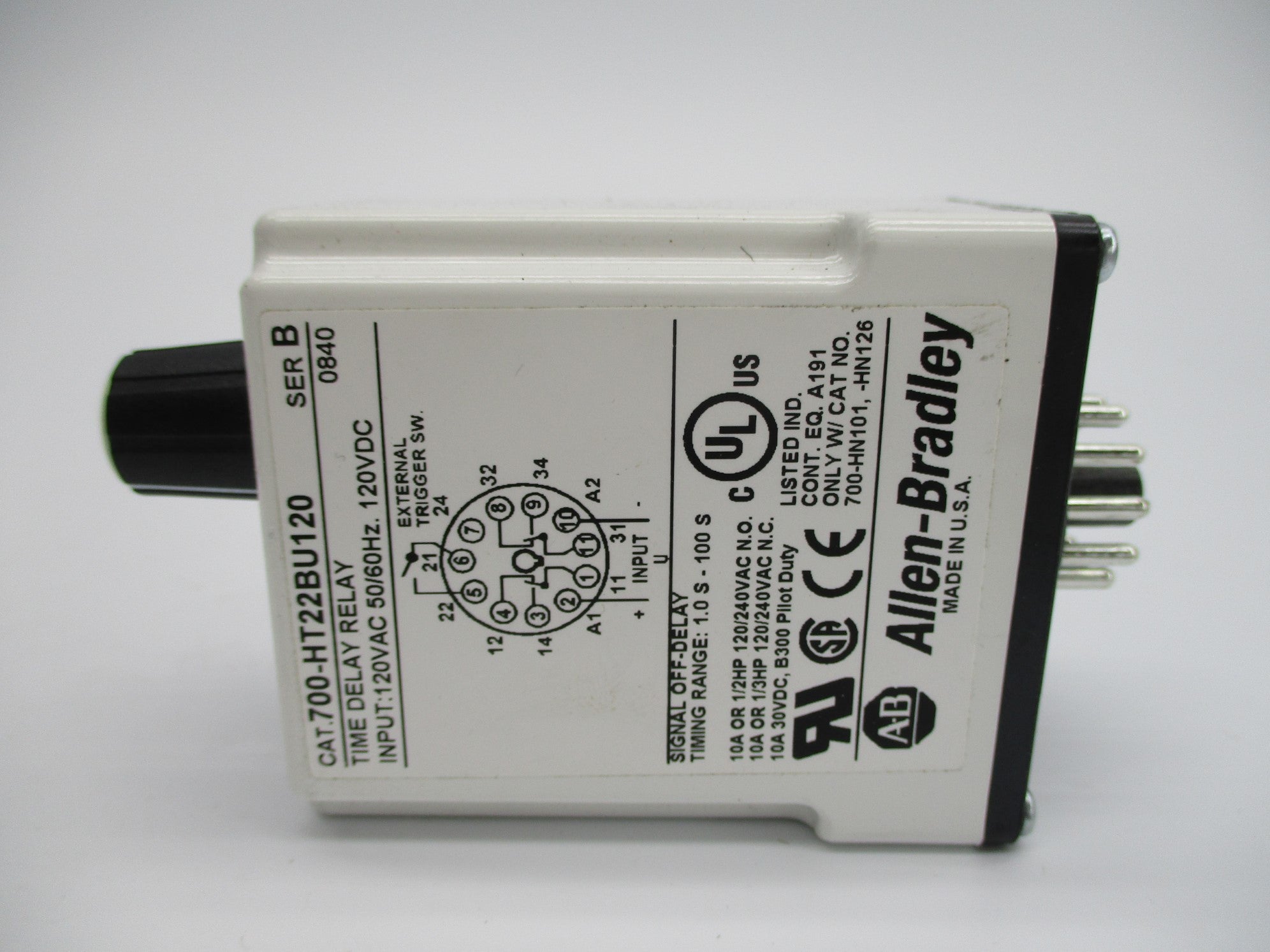 ALLEN BRADLEY 700-HT22BU120 SER. B 120VAC/DC 1.0-100S (WH) NSMP