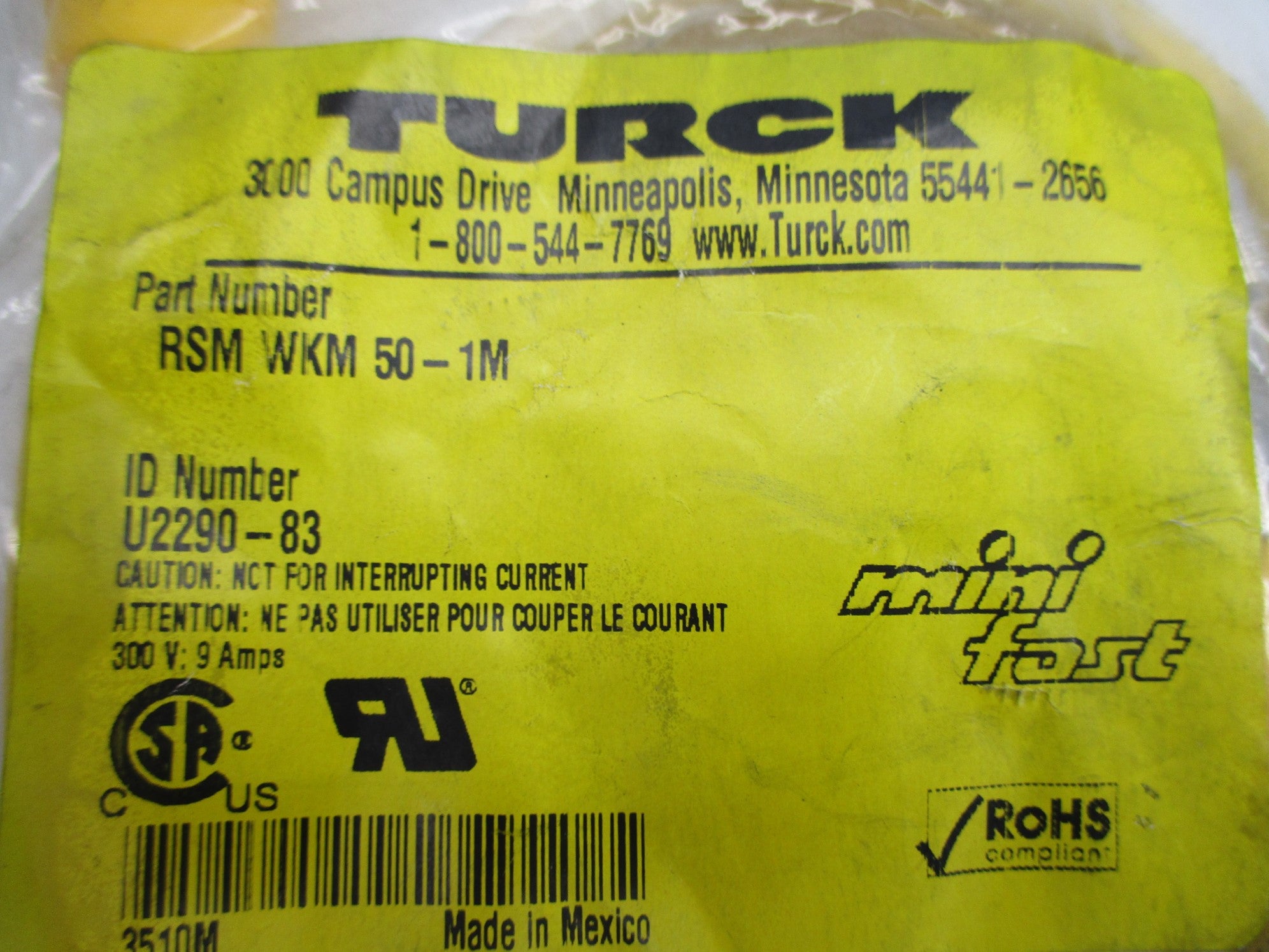 TURCK RSMWKM50-1M U2290-83 NSMP