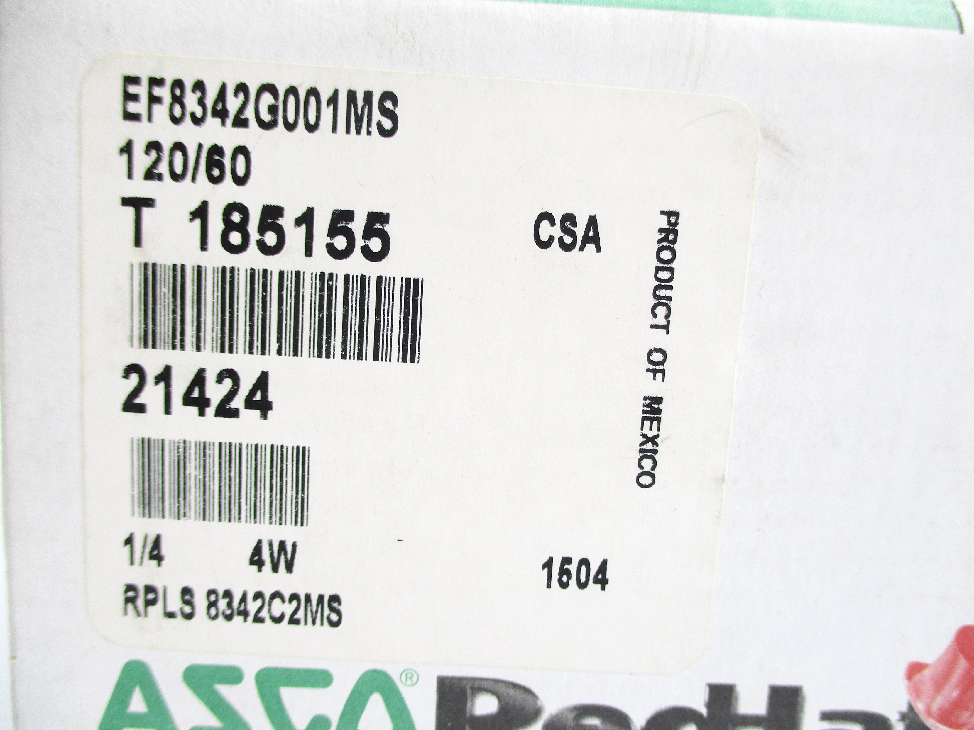 ASCO EF8342G001MS 120V 100-125PSI 1/4" NSMP