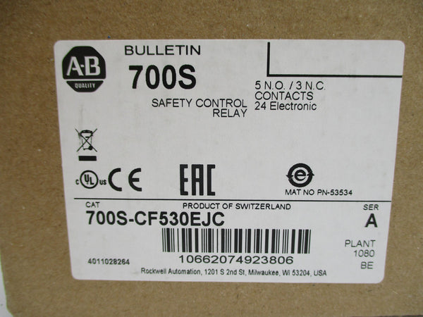 ALLEN BRADLEY 700S-CF530EJC SER. A 24VDC (BR/WH) NSMP