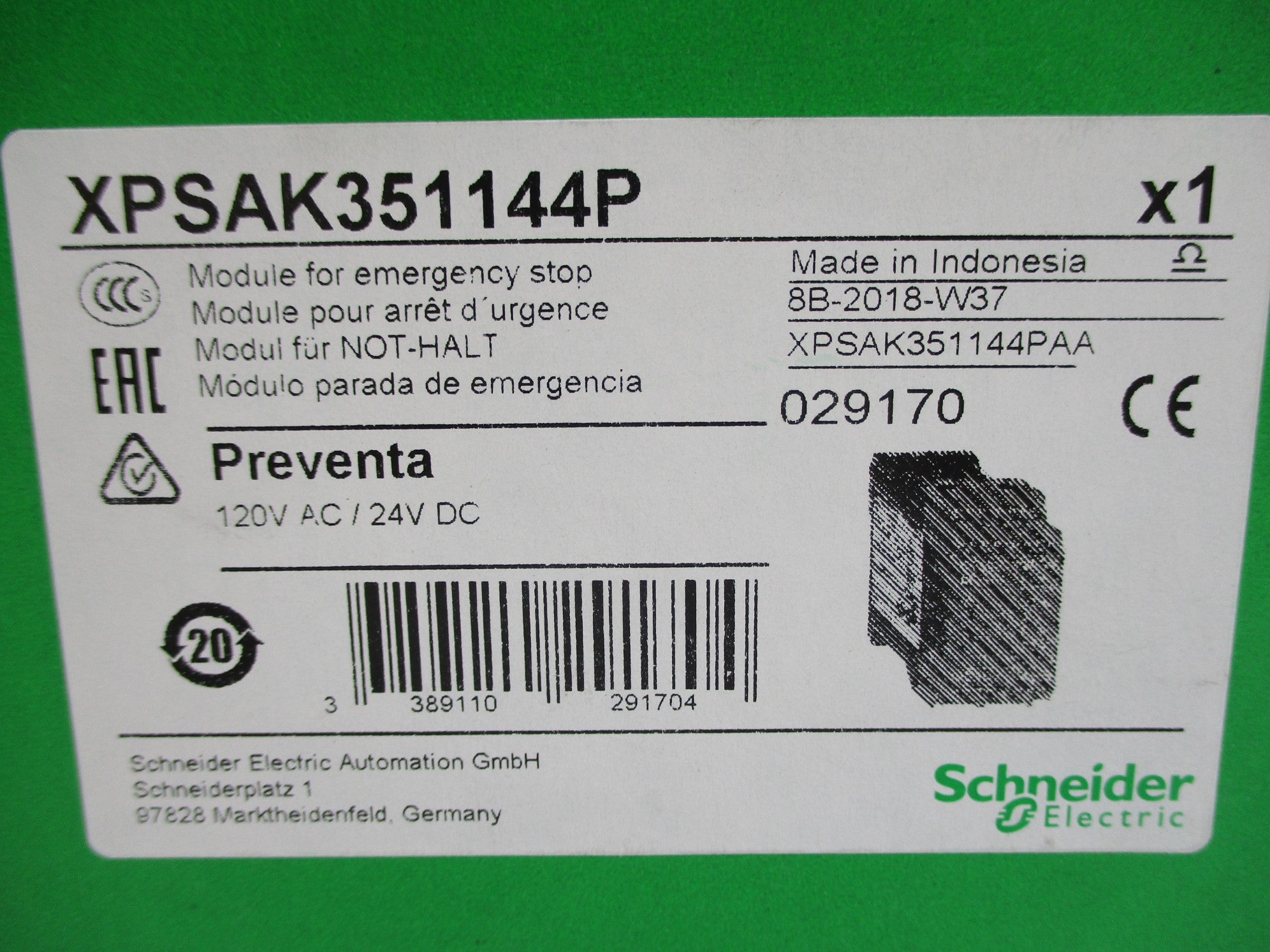 SCHNEIDER ELECTRIC XPSAK351144P 120VAC NSMP