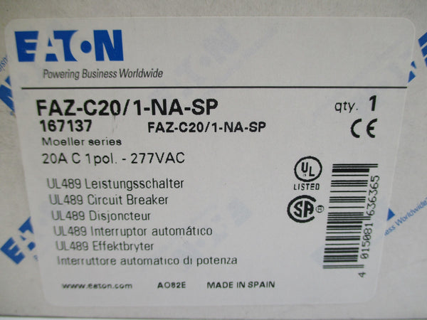 EATON FAZ-C20/1-NA-SP 277VAC 20A NSMP