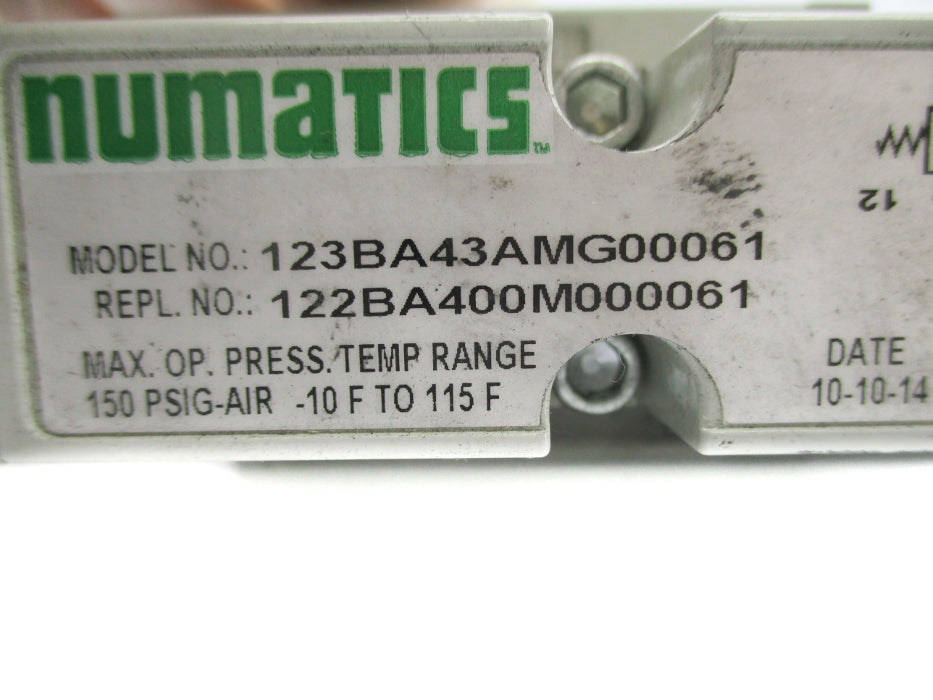 NUMATICS 123BA43AMG00061 150PSIG 24VDC UNMP
