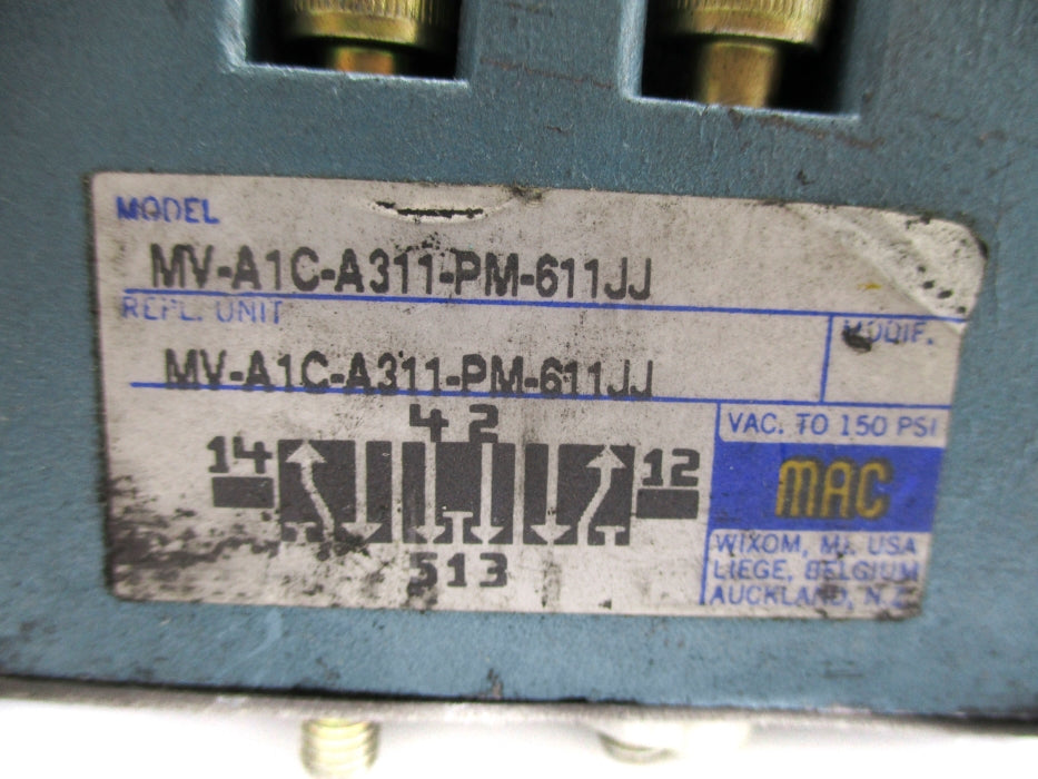MAC MV-A1C-A311-PM-611JJ 150PSI 24VDC UNMP