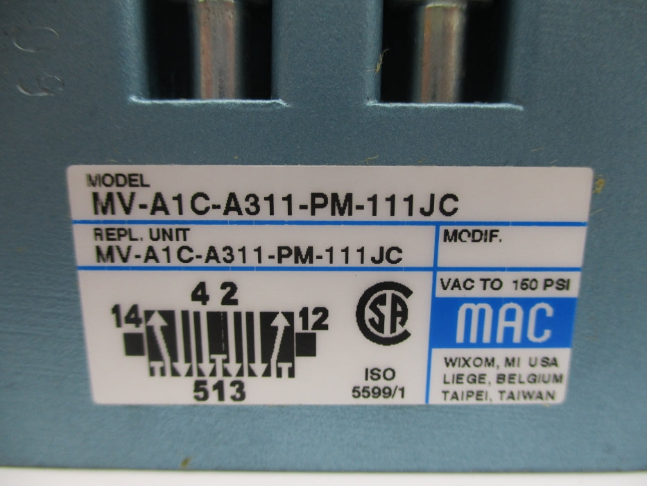 MAC MV-A1C-A311-PM-111JC 150PSI 110/120V UNMP