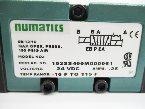 NUMATICS 152SS400M000061 24VDC .25A 150PSI NSNP