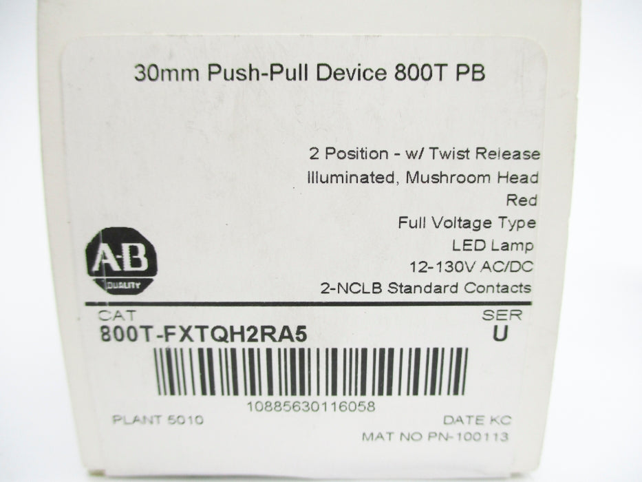 INDUSTRIAL SPARE PART 800T-FXTQH2RA5 SER. U 12-130VAC/DC (WH) NSMP