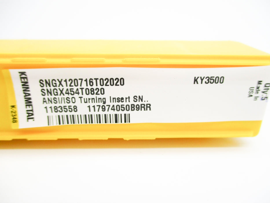 KENNAMETAL SNGX120716T02020 SNGX454T0820 KY3500 (PKG OF 5) NSMP