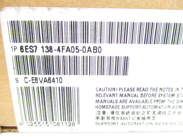 SIEMENS 6ES7138-4FA05-0AB0 24VDC NSFS