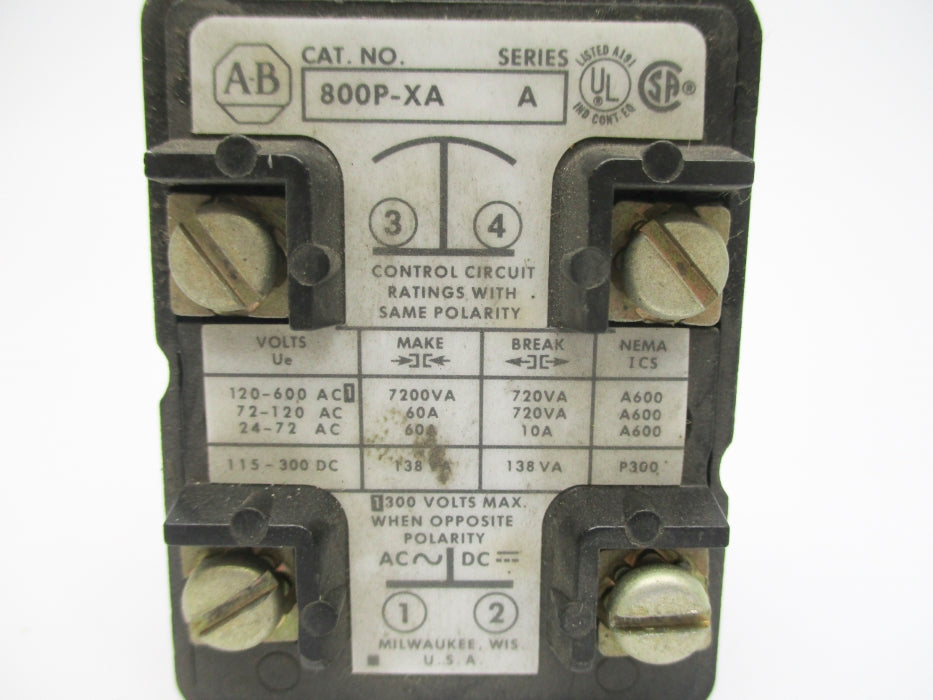 INDUSTRIAL SPARE PART 800P-XA SER. A 120-600VAC 60A UNMP