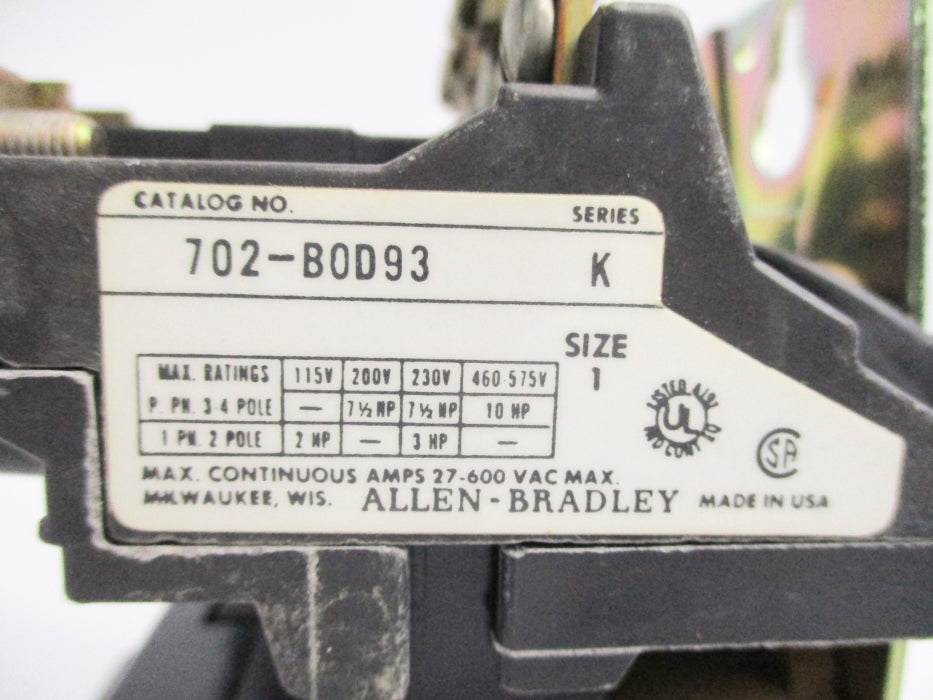 INDUSTRIAL SPARE PART 702-BOD93 SER. K 110/120V 27A NSNP