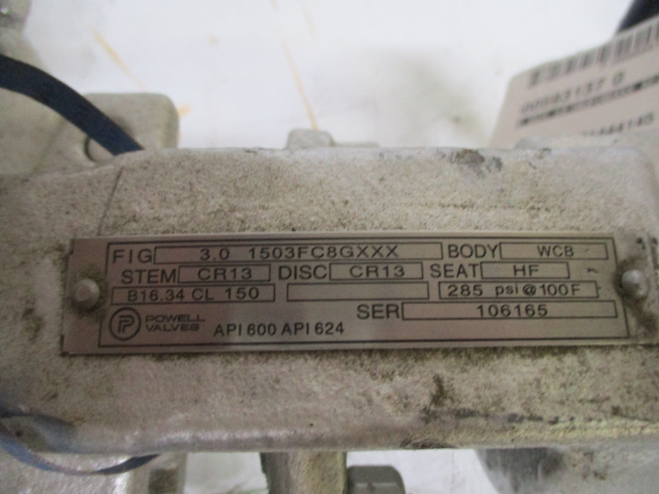 POWELL VALVES 3.01503FC8GXXX 285PSI NSNP