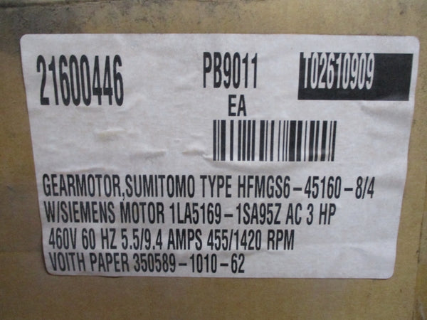 SUMITOMO GEARMOTOR HFMGS6-45160-8/4 NSMP