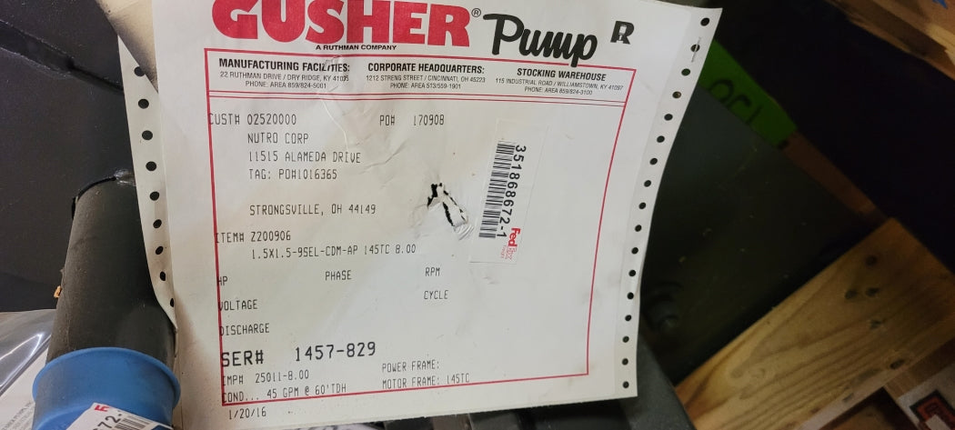 GUSHER 7550 PUMP WITH BALDOR VM3558T NSNP