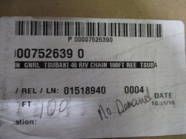 TSUBAKI 40R100 40 RIVET 100' NSMP