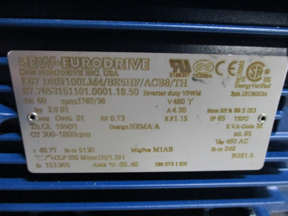 SEW-EURODRIVE K67DRN100LM4/BE5HF/ACB8/TH NSNP