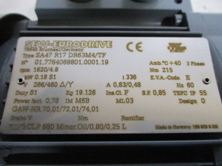SEW-EURODRIVE SA47R17DR63M4/TF NSMP