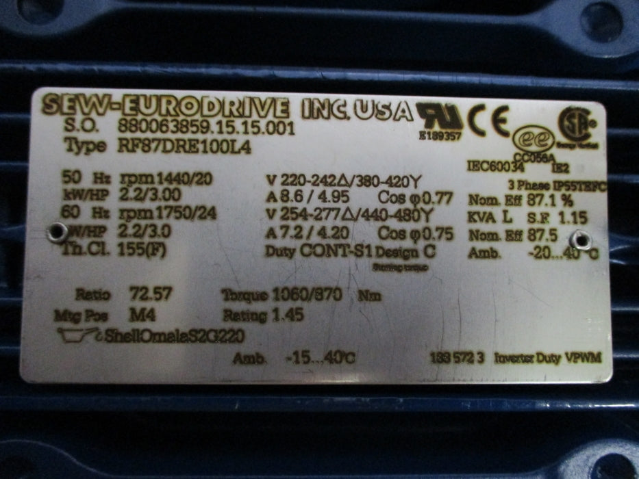 SEW-EURODRIVE RF87DRE100L4 NSMP