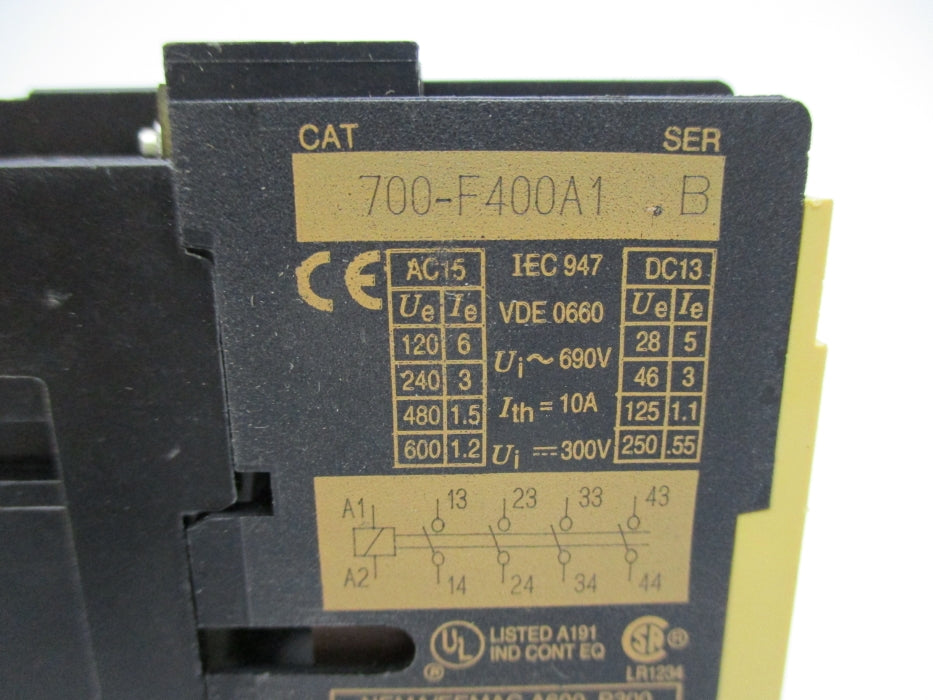 ALLEN BRADLEY 700-F400A1 SER. B 110/120V 10A NSNP