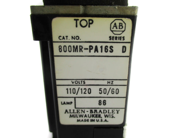 ALLEN BRADLEY 800MR-PA16S SER. D 110/120V (AS PICTURED) NSNP