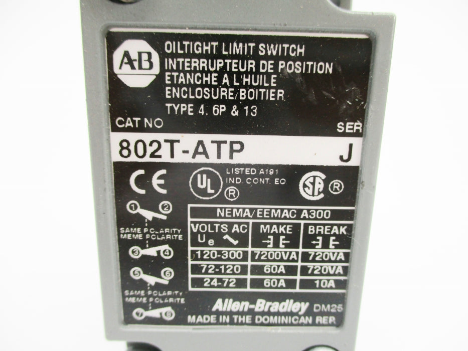 ALLEN BRADLEY 802T-ATP SER. J 120-300VAC 60A NSNP