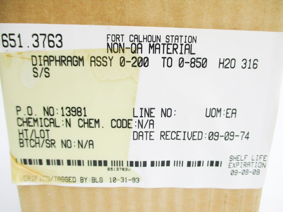 DIAPHRAGM 651-3763 SSS-HI-RGE NSMP