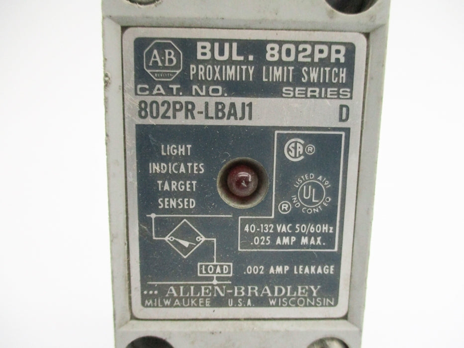 ALLEN BRADLEY 802PR-LBAJ1 SER. D UNMP
